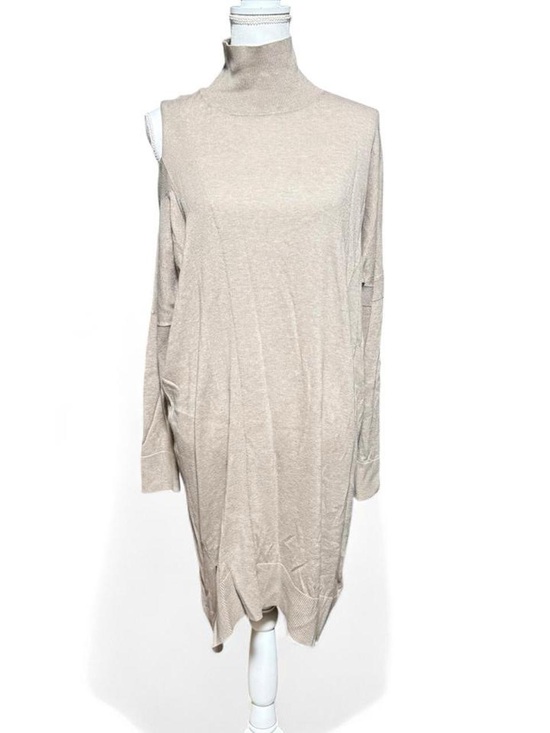 All Saints Dresses & Skirts - AllSaints Cecily Dress Small Beige Knit Turtleneck Midi Sweater Dress Cotton